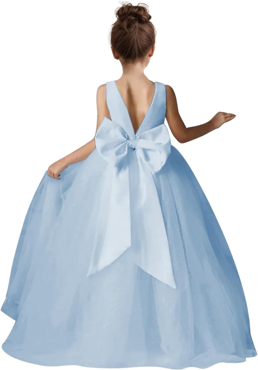 Elegant Flower Girls Dress for Wedding with Bow-Knot Design