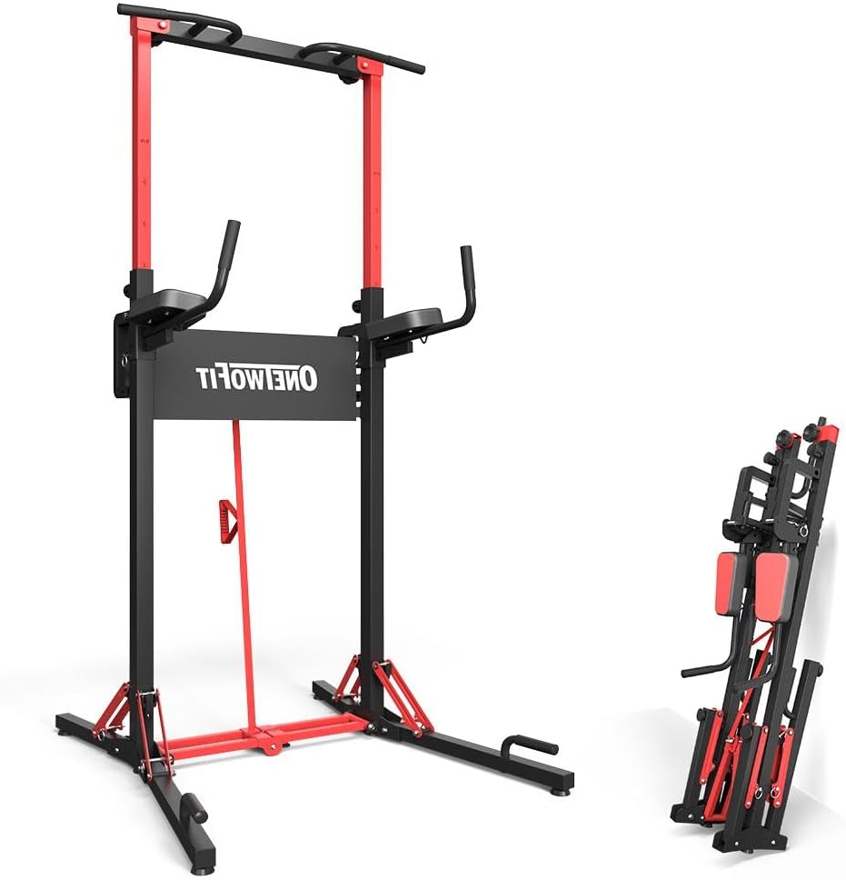 ONETWOFIT Foldable Power Tower for Home Gym Strength Training