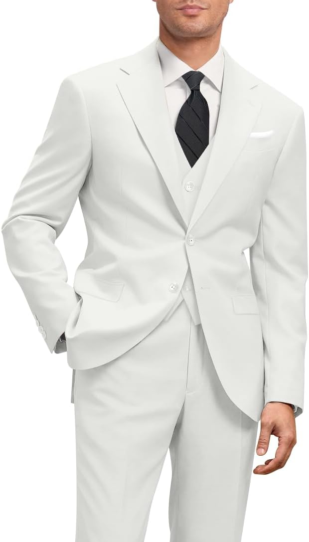 Men's Slim Fit 3 Piece Suit Set with Tie for Weddings and Business