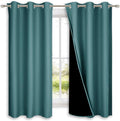 100% Blackout Short Curtains 2 Panels 37in x 60in Sea Teal - Energy