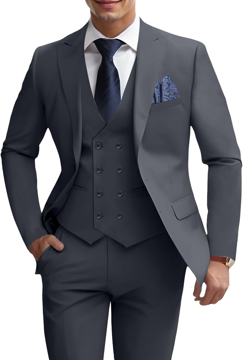 Mens 3 Piece Slim Fit Suit Set for Weddings and Formal Events
