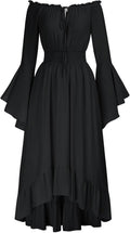 Renaissance Faire Dress for Women Off Shoulder Bell Sleeve High Low