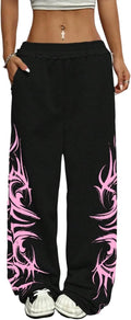 Womens Wide Leg Sweatpants High Waisted Y2K Graffiti - Cozy Fit