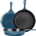 Utopia Kitchen Saute Fry Pan Set - Pre-Seasoned Cast Iron Skillets 6