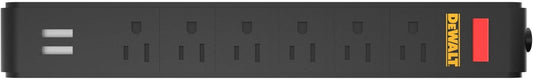 DEWALT Magnetic Power Strip: 6 Outlets, Workshop Storage Compatible