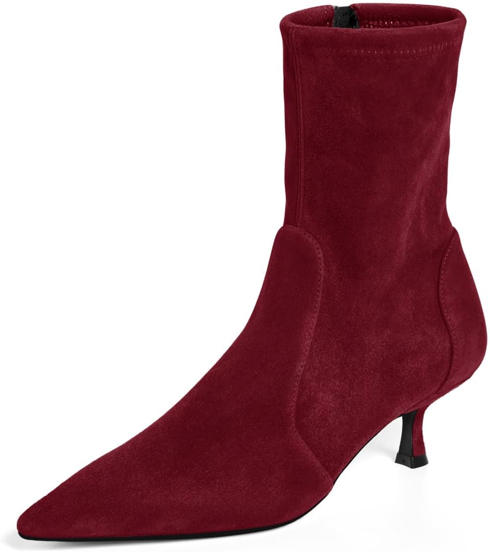 Coutgo Womens Low Kitten Heel Ankle Boots for Fall Style