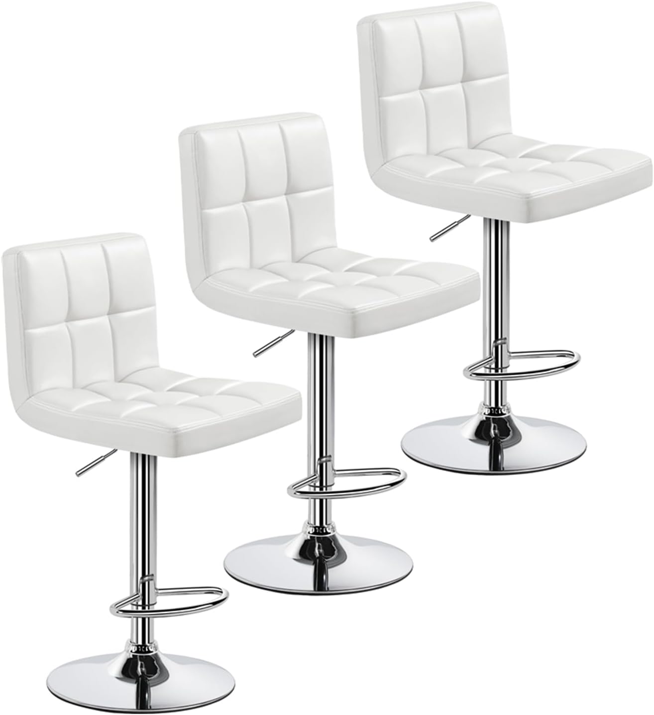 Yaheetech Adjustable PU Leather Swivel Bar Stools Set of 3