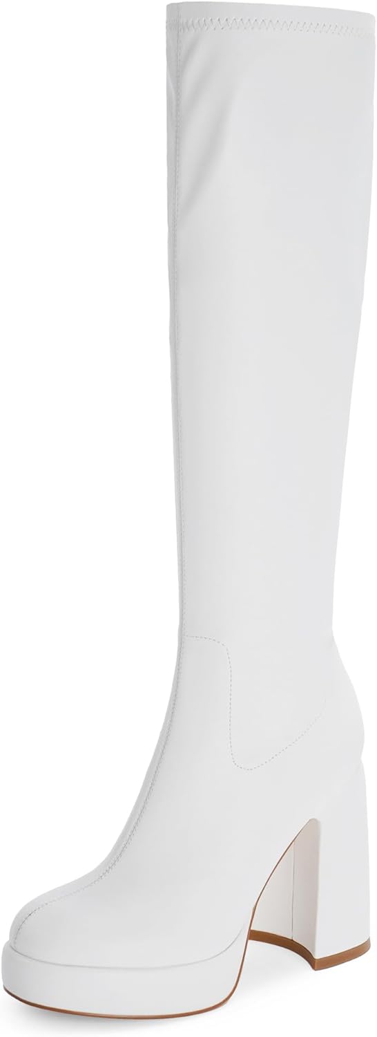 Platform Knee High Boots for Women with Chunky Heel Design