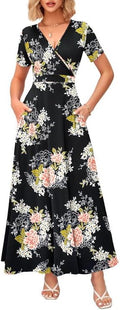 WNEEDU Women's Summer Maxi Dress with Pockets and Style