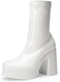 DREAM PAIRS Women's Platform Gogo Ankle Boots - Chunky Y2K Block Heel