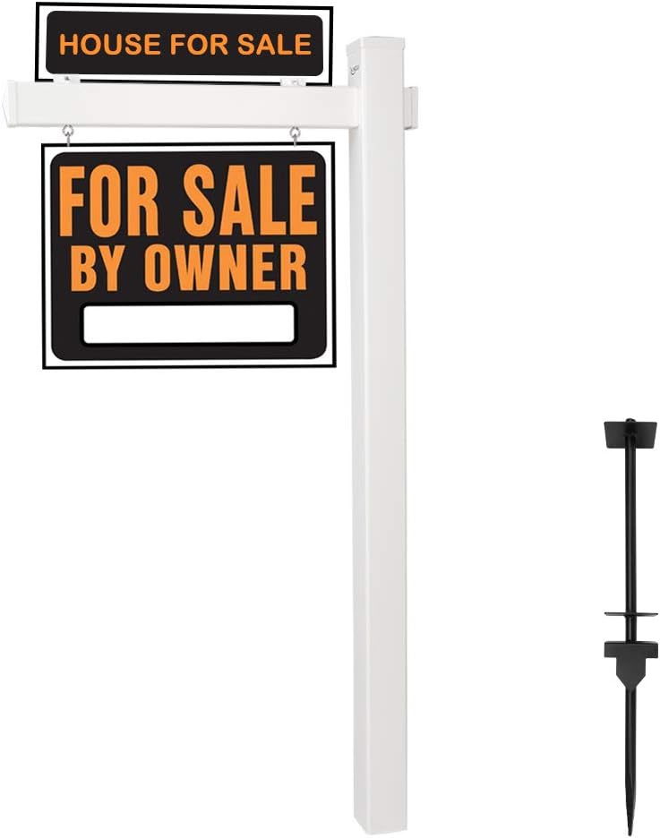 VINGLI 6ft Vinyl PVC Real Estate Sign Post for Outdoor Ads