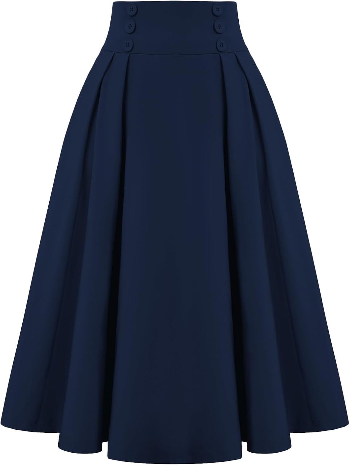 Belle Poque Women's Vintage High Waist Pleated Midi Skirt
