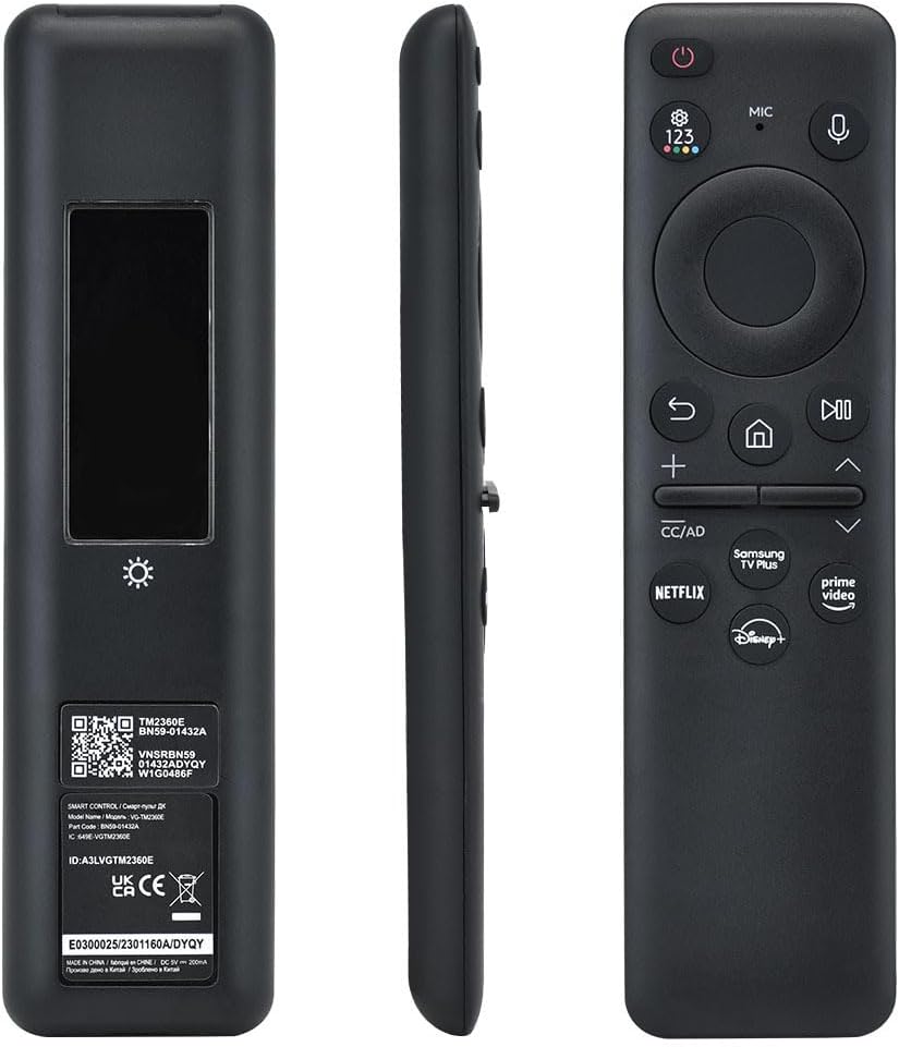 Solar Remote for Samsung QLED TVs, Voice Control, USB-C, Pingequa