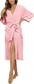 Soft Knit Long Bathrobe for Women by HEARTNICE for Relaxation