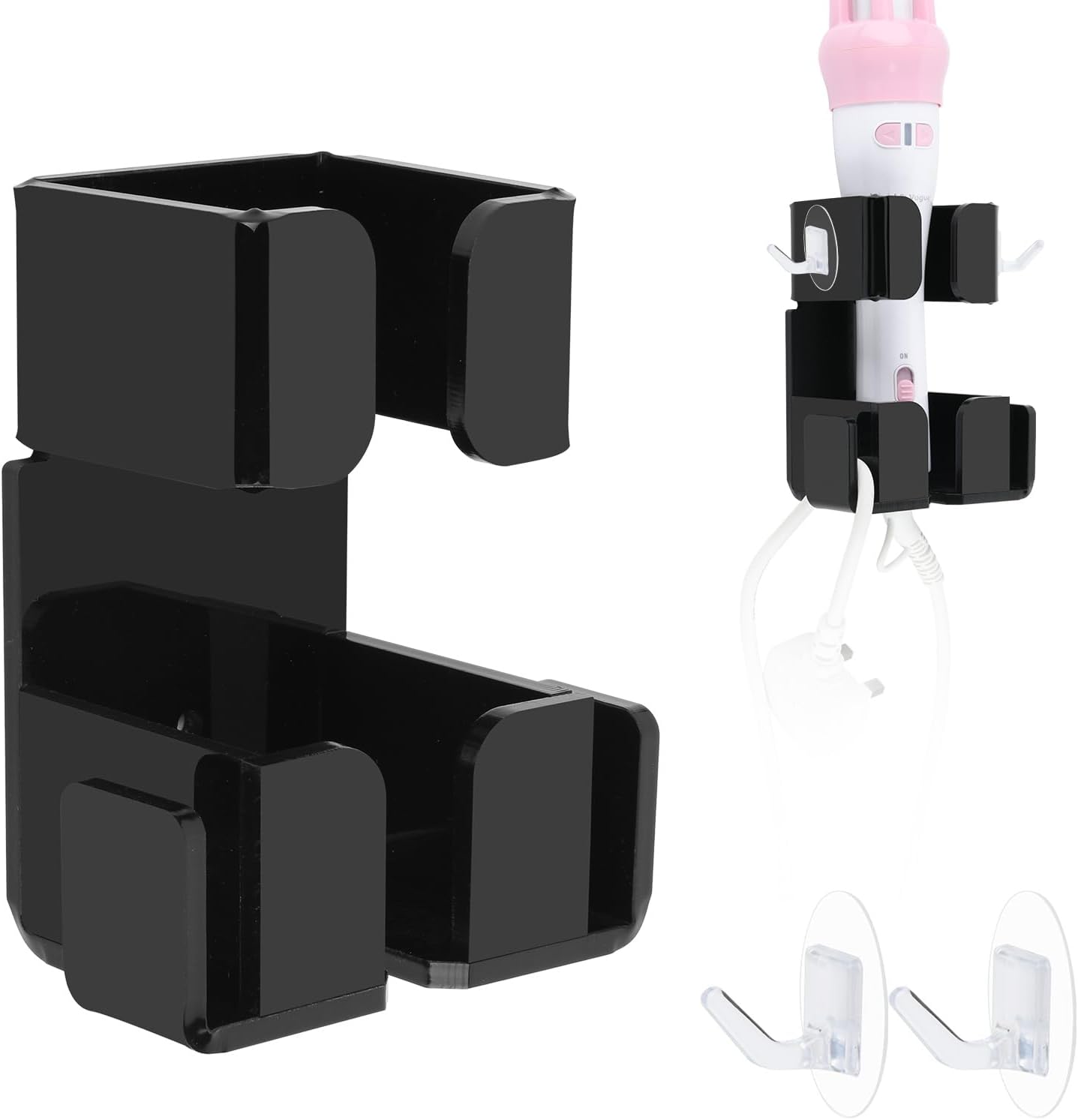 Wall Mount Hair Styling Organizer - Black