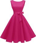 Boatneck Sleeveless 1950s Swing Cocktail Dress - Flattering Fit soft