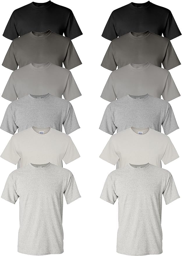 Everyday Tees Men's Heavy Cotton Tee Pack of 12 Assorted Colors