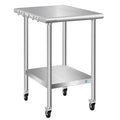Stainless Steel Table with Wheels 24 x 18 in - Commercial Prep Table