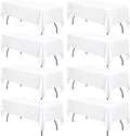 8 Pack White Polyester Tablecloth 60 x 126 in for 8 ft Rectangle Table