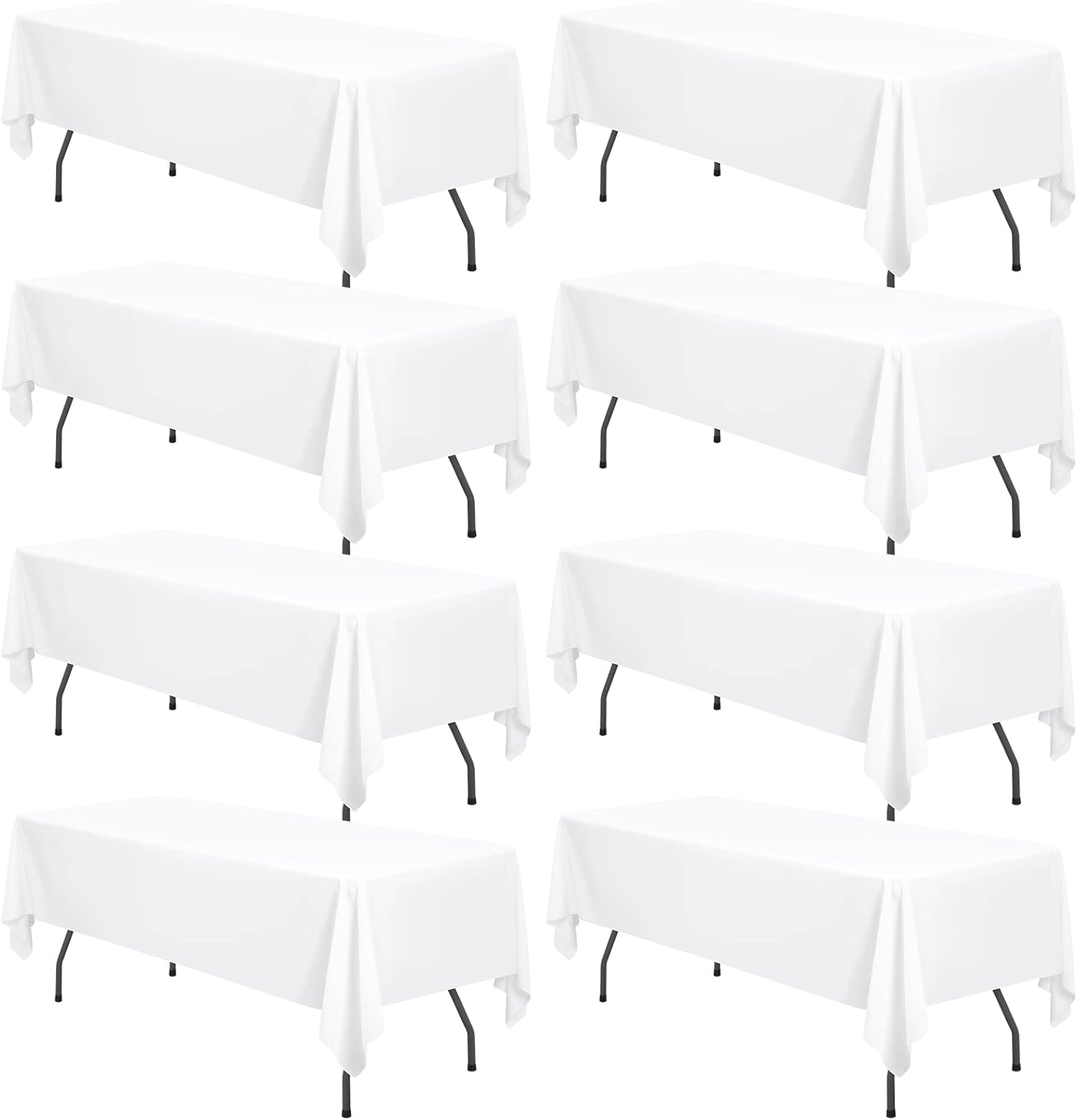 8 Pack White Polyester Tablecloths for Elegant Events and Parties