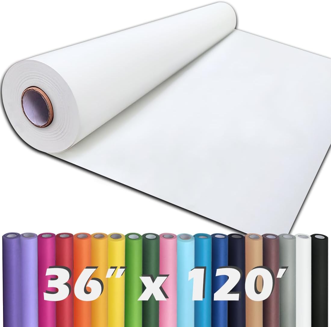 PerkHomy 36in x 120in White Kraft Paper Roll for Crafting Needs