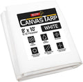 8 ft x 10 ft White Canvas Tarp 12oz - Water Resistant, Heavy Duty