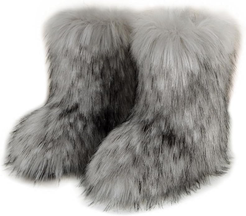 Kids Fur Boots for Girls - Warm Faux Fur Snow Boots for Kids
