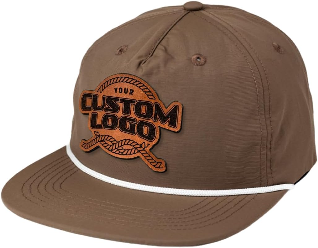 Custom Leather Patch 5 Panel Rope Hat for Stylish Comfort