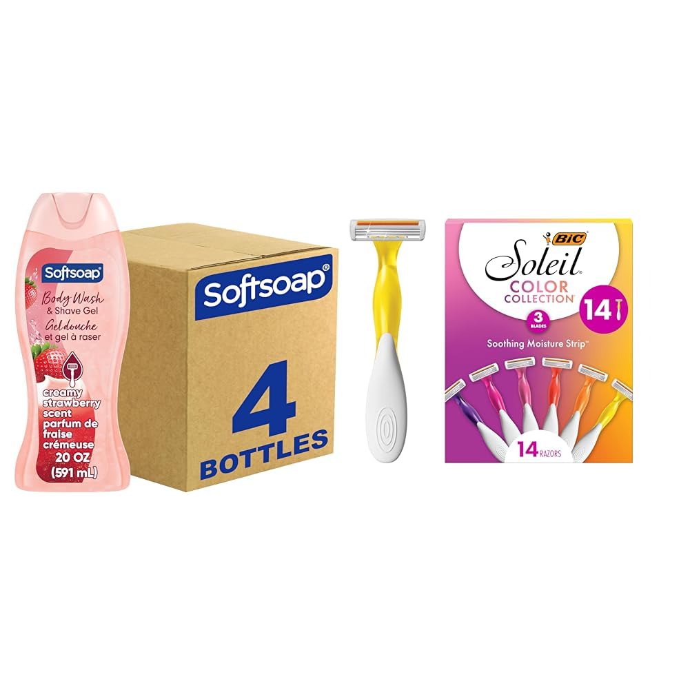 Softsoap Body Wash & Gel Strawberry with BIC Soleil Razors Gift Set