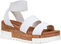 CUSHIONAIRE Naomi Cork Wedge Sandal - Comfortable Stretch Straps
