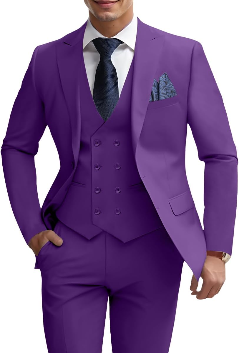 Mens 3 Piece Slim Fit Suit Set for Weddings and Formal Events