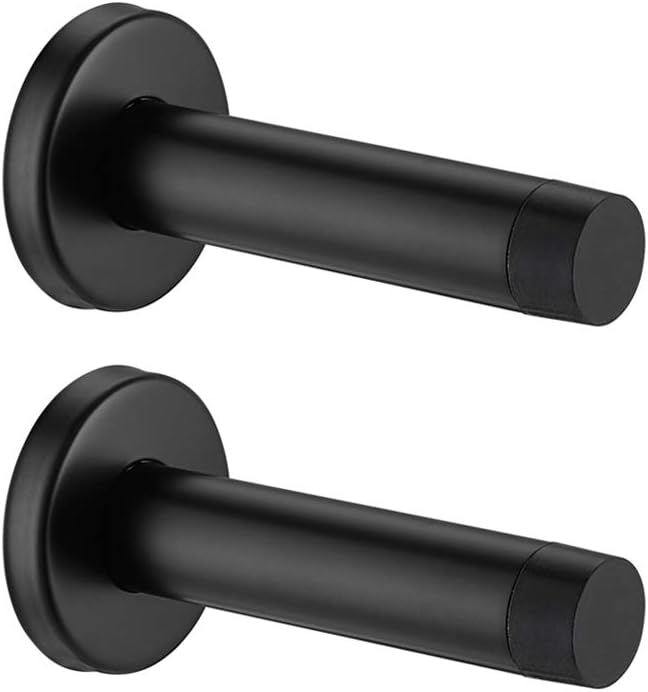 JQK Door Stopper Black - 304 Stainless Steel Bumper 10 Pack