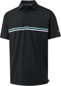 Mens Golf Polo Chest Stripe Moisture Wicking Shirt - Comfortable Fit