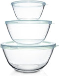 Glass Mixing Bowls with Lids Set 3pc - Durable Heatproof Nesting Bowls