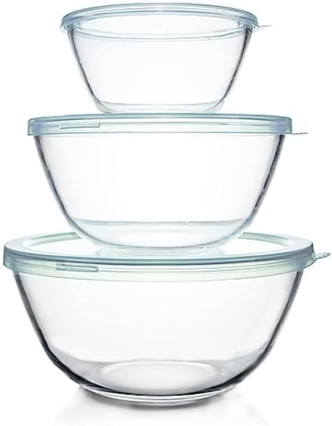 Luvan Glass Mixing Bowls with Lids Set for Kitchen Storage
