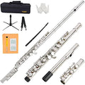 Closed Hole C Flute 16 Keys Nickel-Plated Student Flute - Bright Tone