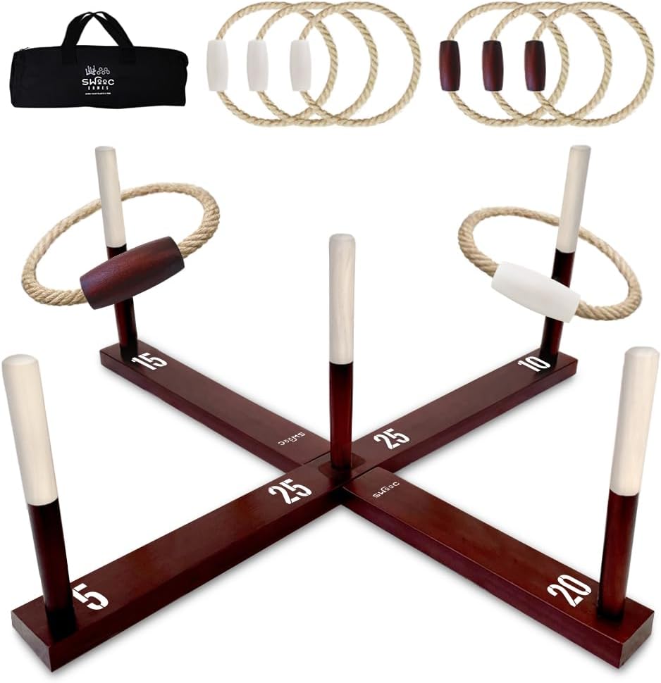 Rustic Ring Toss Game for Adults - Outdoor Fun & Easy Setup