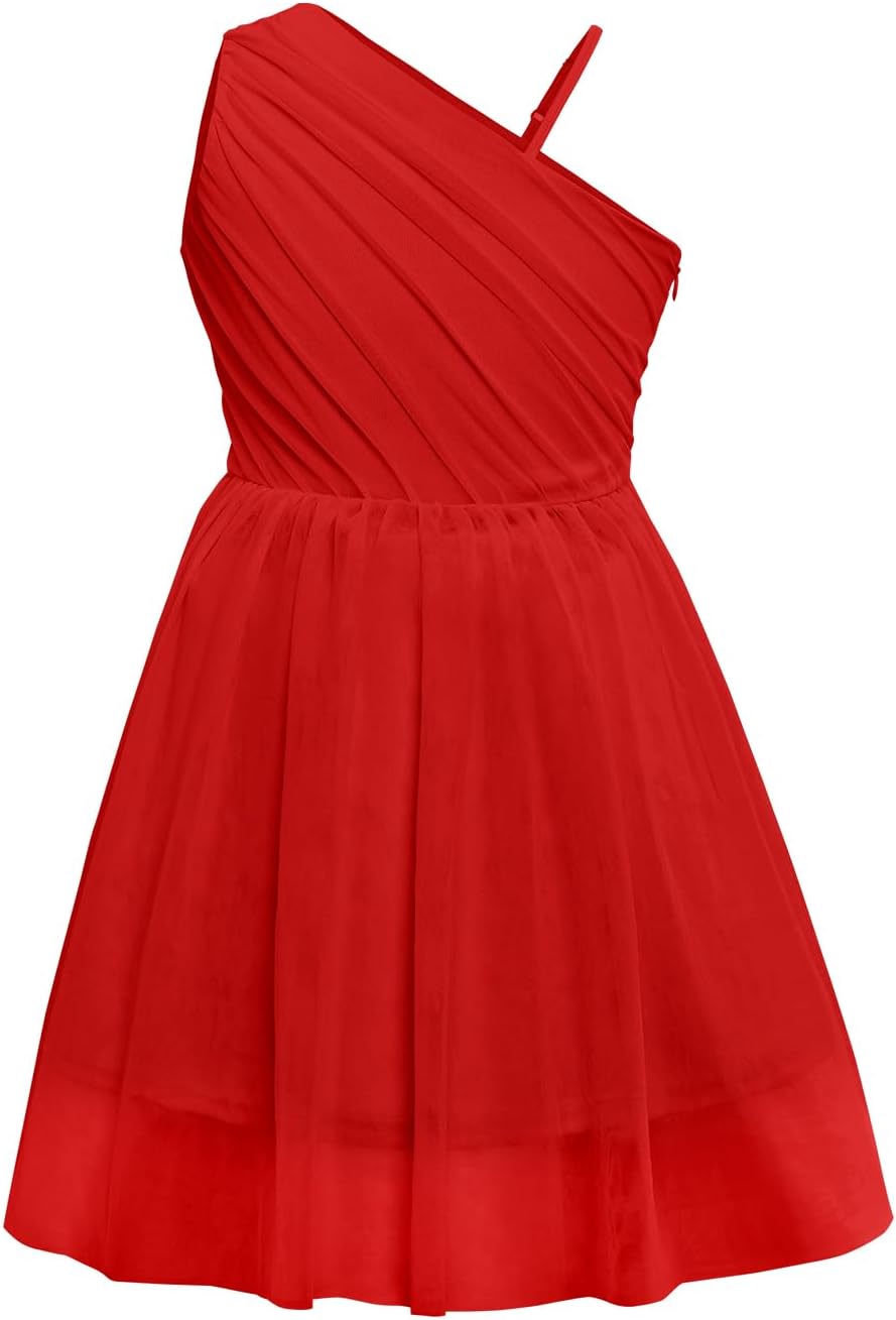 Batermoon Girls One Shoulder Dress for Summer Parties & More