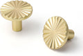 Brushed Gold Cabinet Knobs 10 Pack - Classic Brass Flat Drawer Pulls
