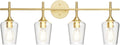 Gold 4-Light Vanity Light Fixture - Vintage Clear Glass Over Mirror