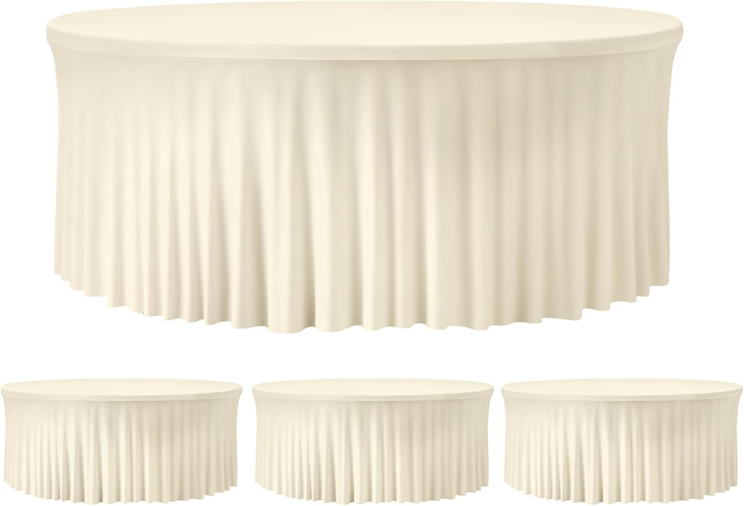 4 Pack Ivory 72 inch Round Spandex Tablecloth for Events