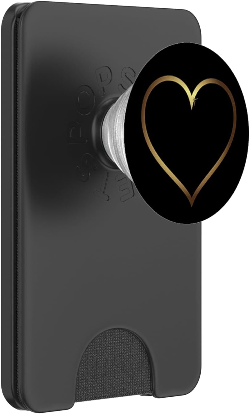 Gold Heart Shape Love Sign Black PopSocket for Phones & Tablets