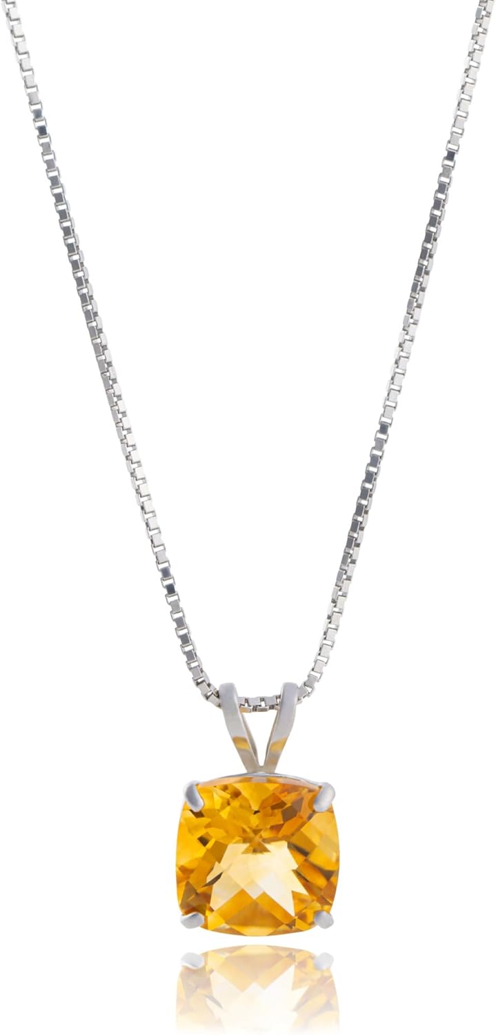 Citrine Necklace for Women | 14K Gold Cushion Cut Gemstone