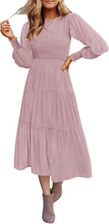 ZESICA Women's Smocked Tiered Midi Dress - Flowy Everyday Style