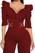 ZonJie Sexy Jumpsuits for Women Plus Size - Deep V Wide Leg Romper you