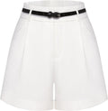 Women High Waisted Bermuda Shorts with Belt & Pockets - Slimming Fit