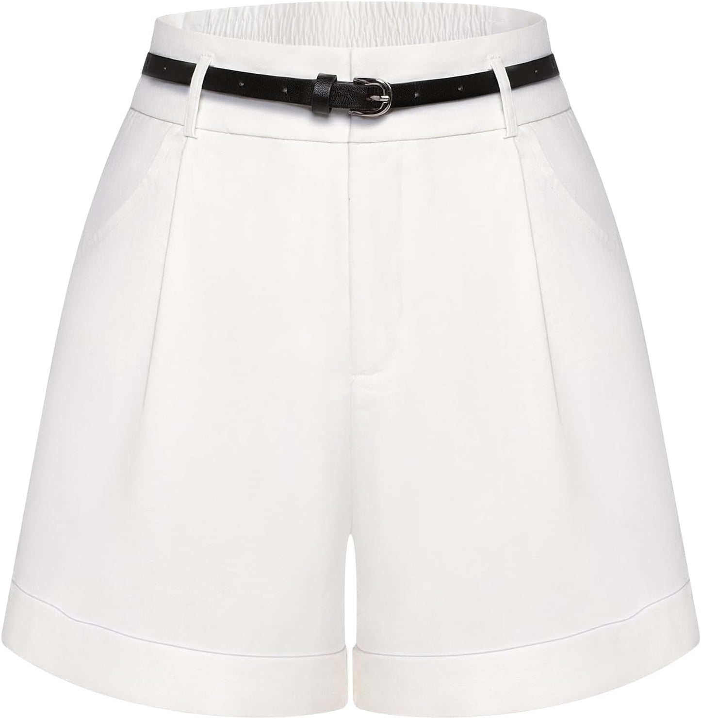 Bermuda Shorts for Women with Elastic Waist and Pockets