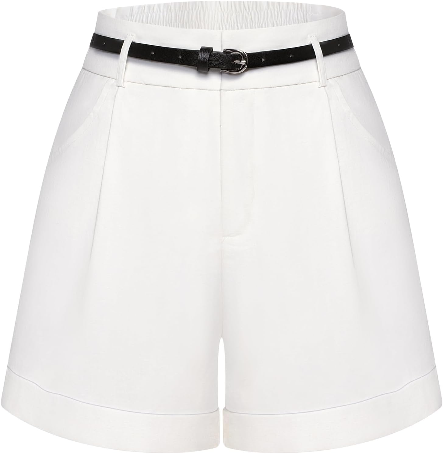 Bermuda Shorts for Women with Elastic Waist and Pockets