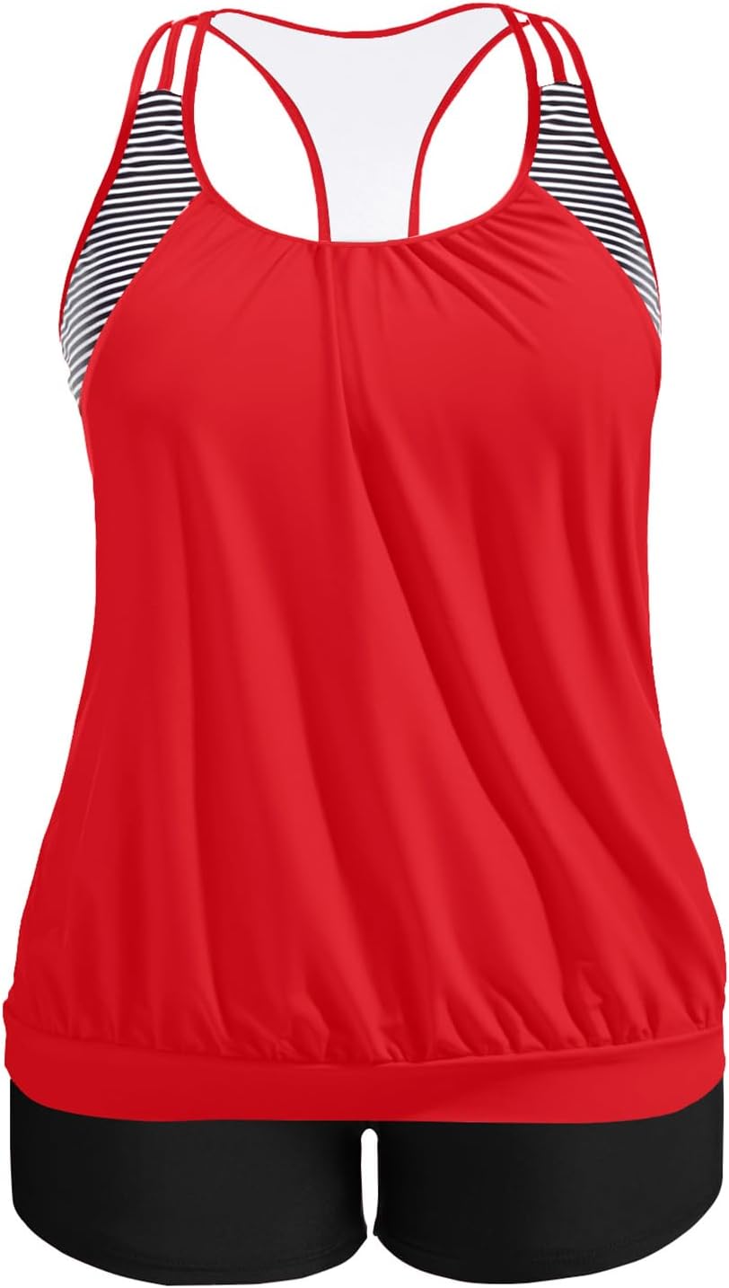 Plus Size Tankini Swimsuit with Tummy Control and Shorts