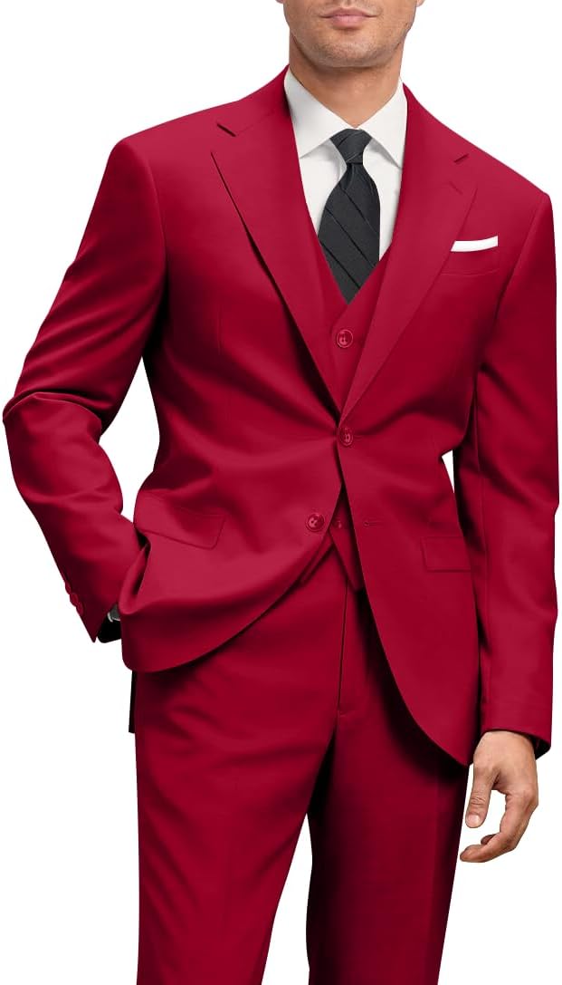 Men's Slim Fit 3 Piece Suit Set with Tie for Weddings and Business